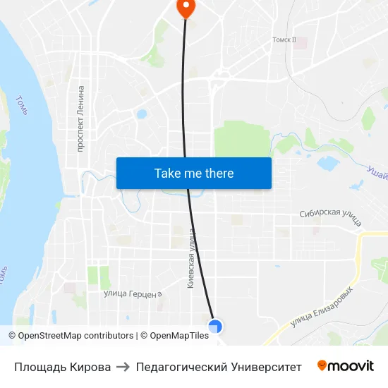 Площадь Кирова to Педагогический Университет map