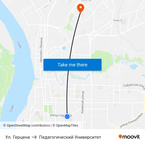 Ул. Герцена to Педагогический Университет map