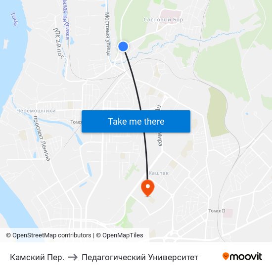 Камский Пер. to Педагогический Университет map