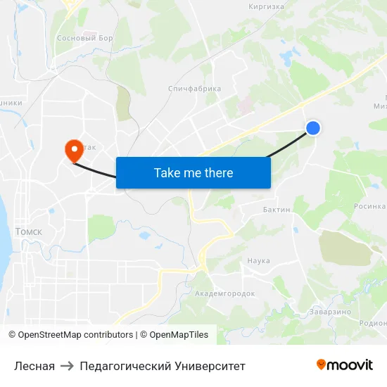 Лесная to Педагогический Университет map