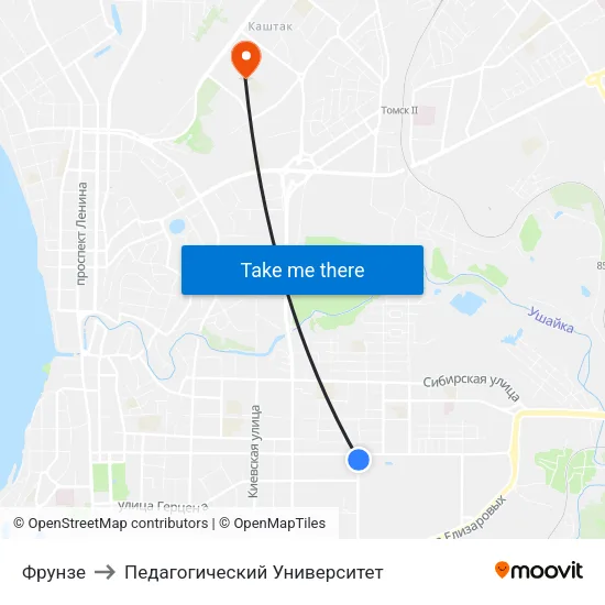 Фрунзе to Педагогический Университет map