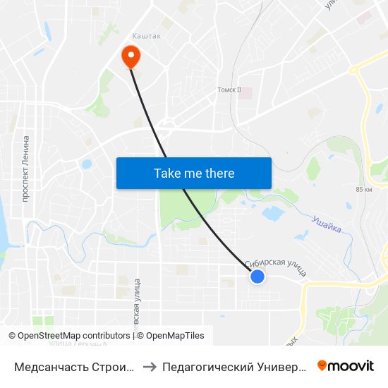 Медсанчасть Строитель to Педагогический Университет map