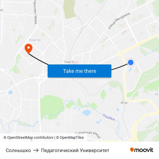 Солнышко to Педагогический Университет map