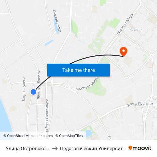 Улица Островского to Педагогический Университет map