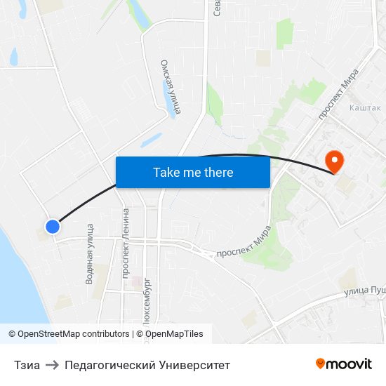 Тзиа to Педагогический Университет map