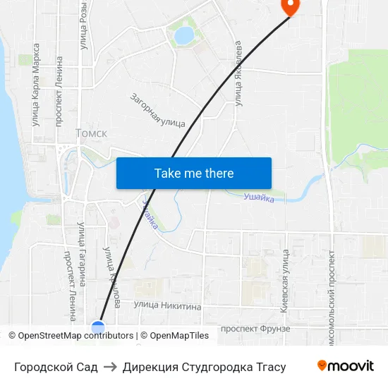 Городской Сад to Дирекция Студгородка Тгасу map