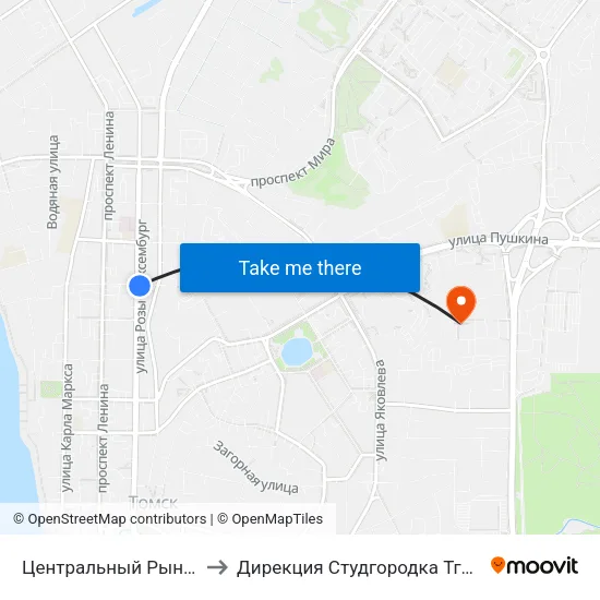 Центральный Рынок to Дирекция Студгородка Тгасу map