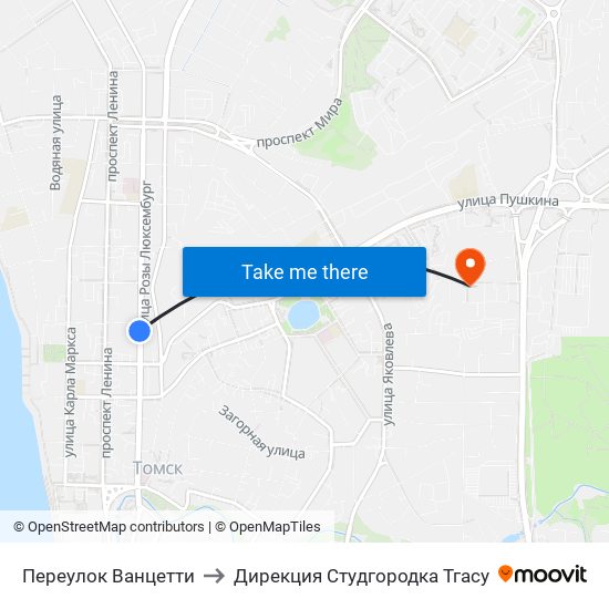 Переулок Ванцетти to Дирекция Студгородка Тгасу map