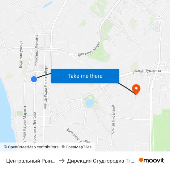 Центральный Рынок to Дирекция Студгородка Тгасу map