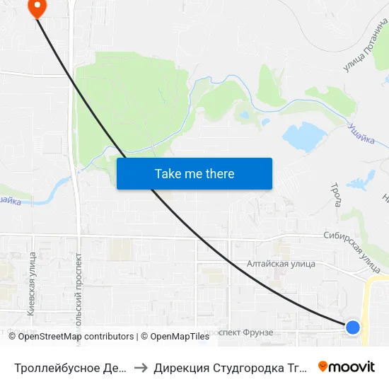 Троллейбусное Депо to Дирекция Студгородка Тгасу map