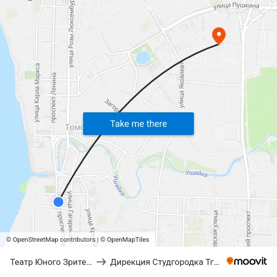 Театр Юного Зрителя to Дирекция Студгородка Тгасу map