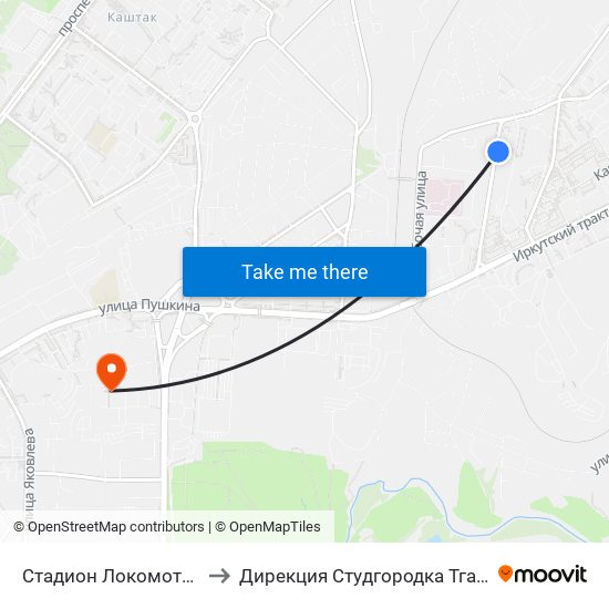 Стадион Локомотив to Дирекция Студгородка Тгасу map