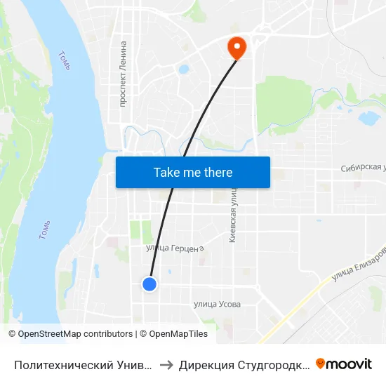 Политехнический Университет to Дирекция Студгородка Тгасу map