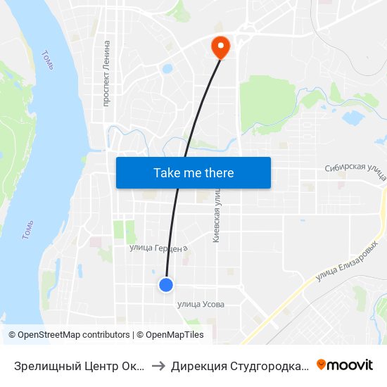 Зрелищный Центр Октябрь to Дирекция Студгородка Тгасу map