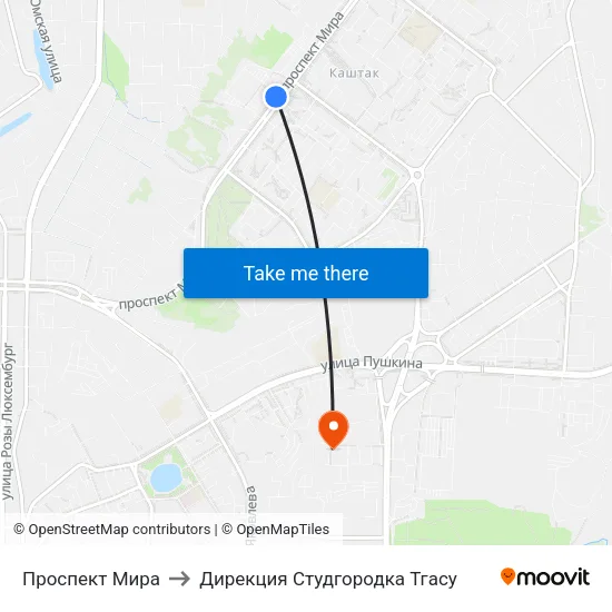 Проспект Мира to Дирекция Студгородка Тгасу map