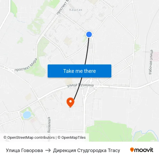 Улица Говорова to Дирекция Студгородка Тгасу map