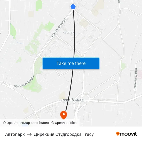 Автопарк to Дирекция Студгородка Тгасу map