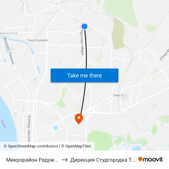 Микрорайон Радужный to Дирекция Студгородка Тгасу map