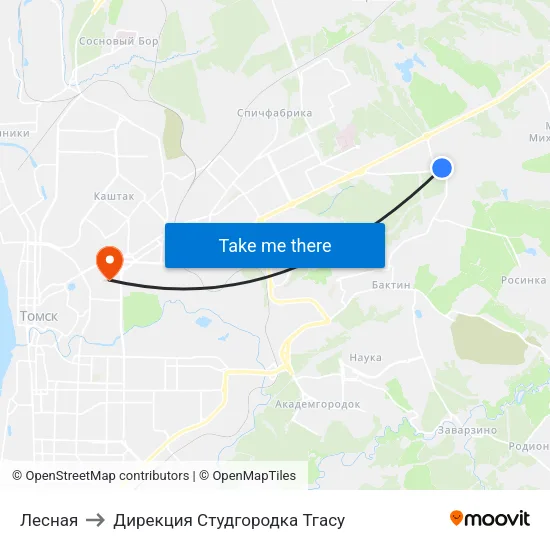 Лесная to Дирекция Студгородка Тгасу map