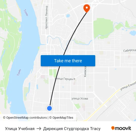 Улица Учебная to Дирекция Студгородка Тгасу map