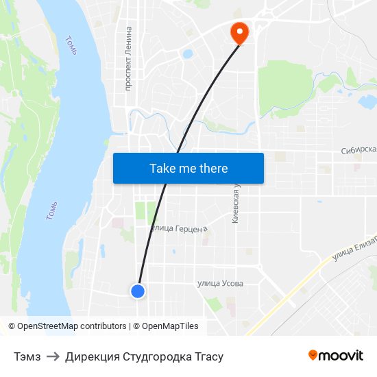 Тэмз to Дирекция Студгородка Тгасу map