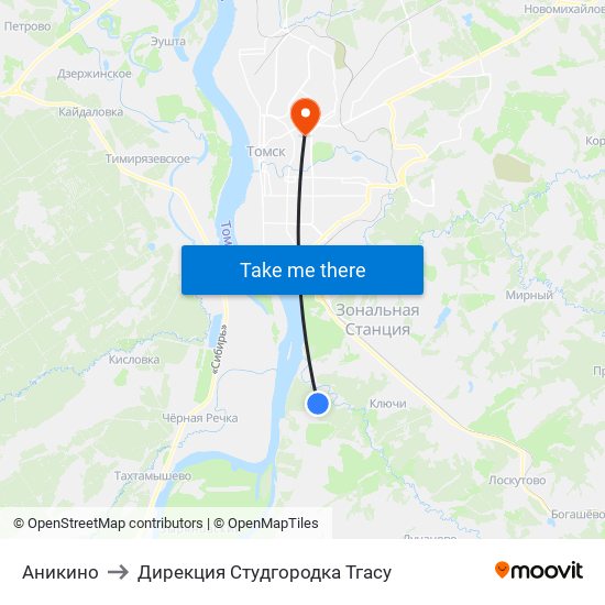 Аникино to Дирекция Студгородка Тгасу map