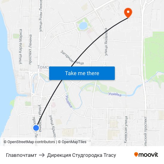 Главпочтамт to Дирекция Студгородка Тгасу map