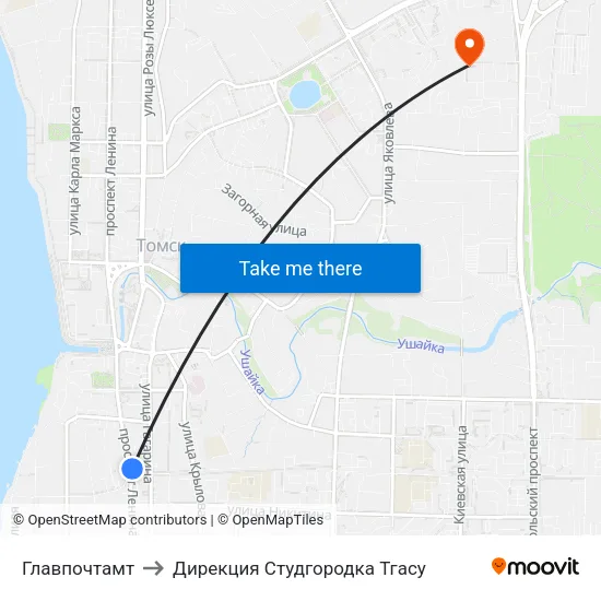 Главпочтамт to Дирекция Студгородка Тгасу map