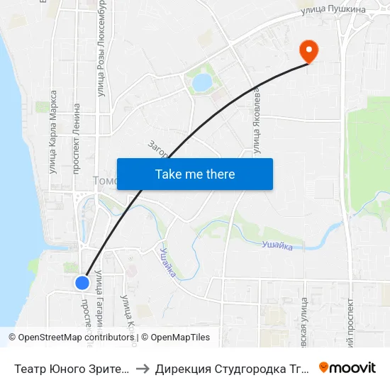 Театр Юного Зрителя to Дирекция Студгородка Тгасу map