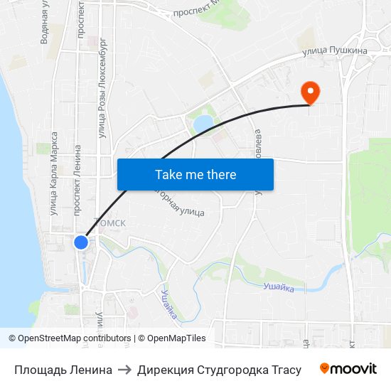 Площадь Ленина to Дирекция Студгородка Тгасу map