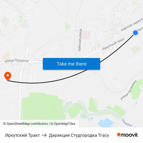 Иркутский Тракт to Дирекция Студгородка Тгасу map