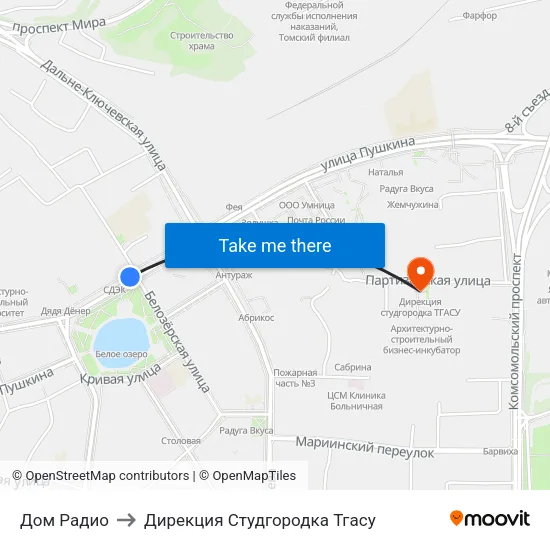 Дом Радио to Дирекция Студгородка Тгасу map