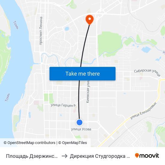 Площадь Дзержинского to Дирекция Студгородка Тгасу map