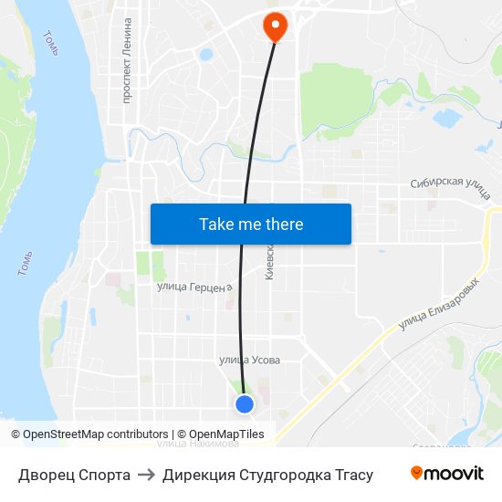 Дворец Спорта to Дирекция Студгородка Тгасу map