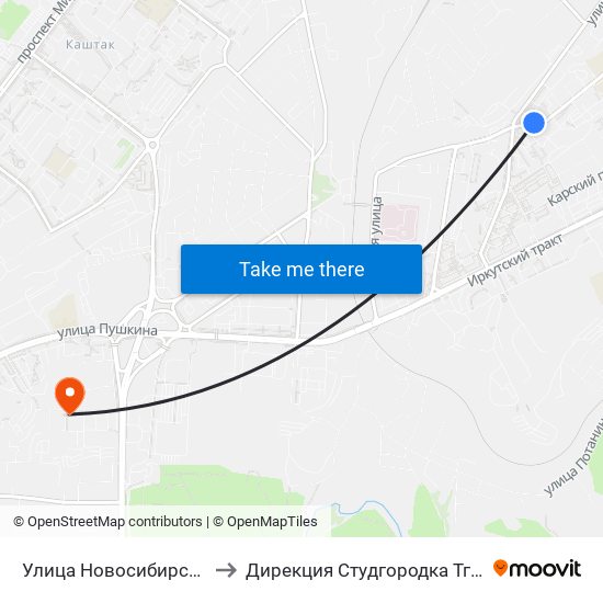 Улица Новосибирская to Дирекция Студгородка Тгасу map