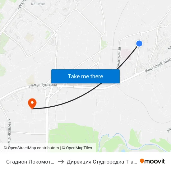 Стадион Локомотив to Дирекция Студгородка Тгасу map