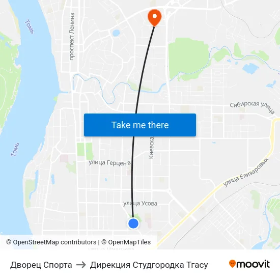 Дворец Спорта to Дирекция Студгородка Тгасу map