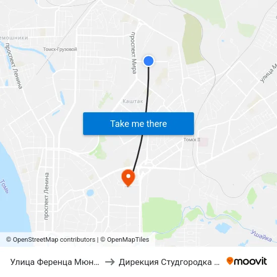 Улица Ференца Мюнниха to Дирекция Студгородка Тгасу map