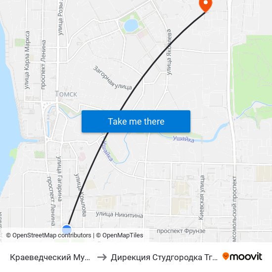 Краеведческий Музей to Дирекция Студгородка Тгасу map