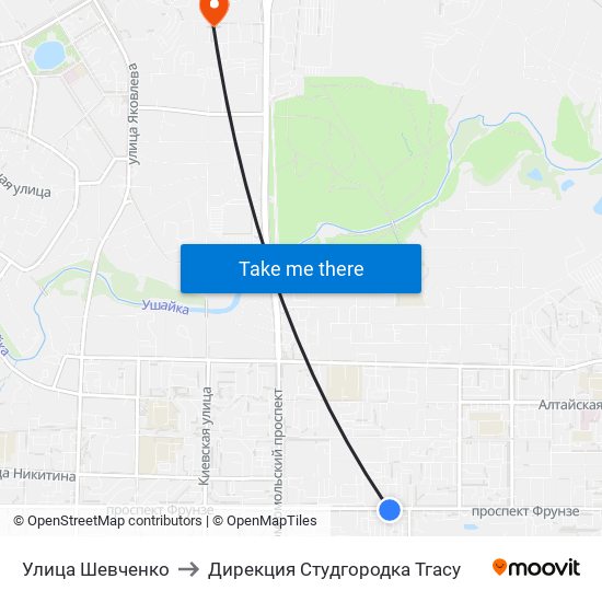 Улица Шевченко to Дирекция Студгородка Тгасу map