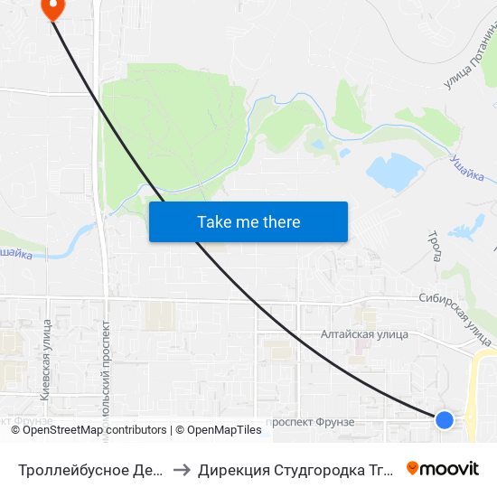 Троллейбусное Депо to Дирекция Студгородка Тгасу map