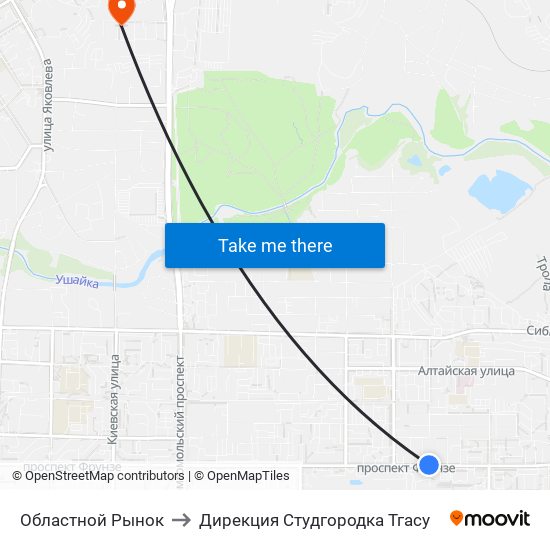 Областной Рынок to Дирекция Студгородка Тгасу map