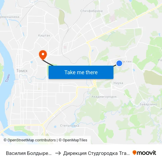 Василия Болдырева to Дирекция Студгородка Тгасу map