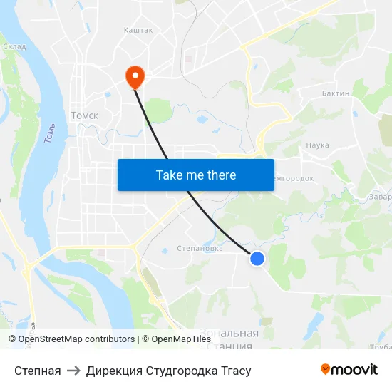 Степная to Дирекция Студгородка Тгасу map