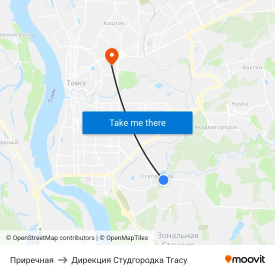 Приречная to Дирекция Студгородка Тгасу map