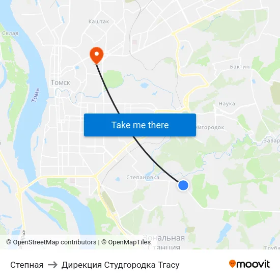 Степная to Дирекция Студгородка Тгасу map