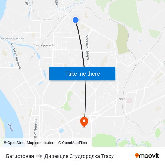 Батистовая to Дирекция Студгородка Тгасу map