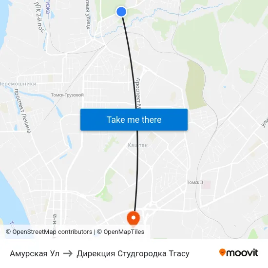 Амурская Ул to Дирекция Студгородка Тгасу map