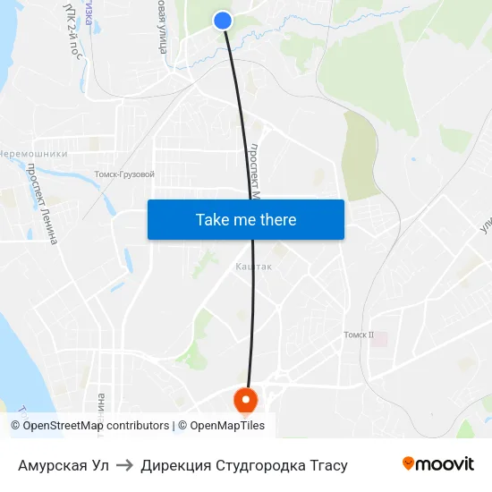 Амурская Ул to Дирекция Студгородка Тгасу map
