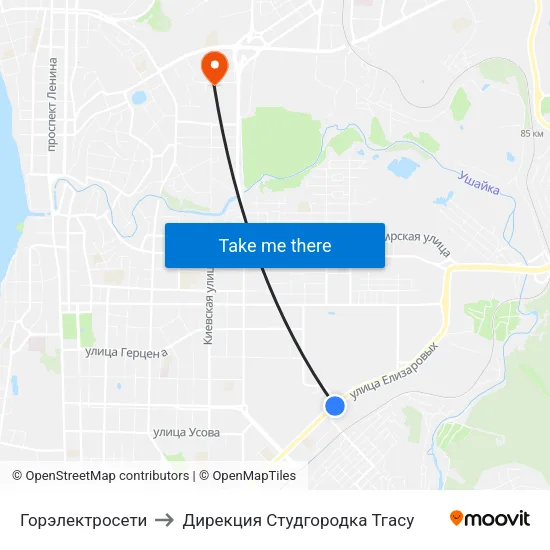 Горэлектросети to Дирекция Студгородка Тгасу map